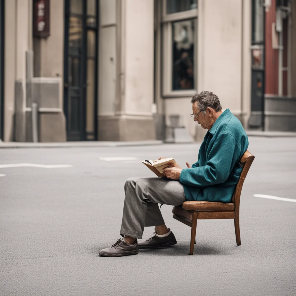 A lonely man reading a book on the street style of Norman Rockwell ar 169