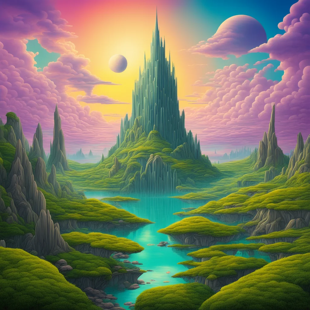 A surreal utopian fantastic landscape by Gilbert Williams abstract optical illusions Trending on Artstation h 384