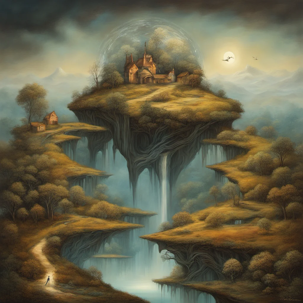 A surreal utopian fantastic landscape by Gilbert Williams and by Esao Andrews abstract optical illusions Trending on Artstation ar 916 uplight