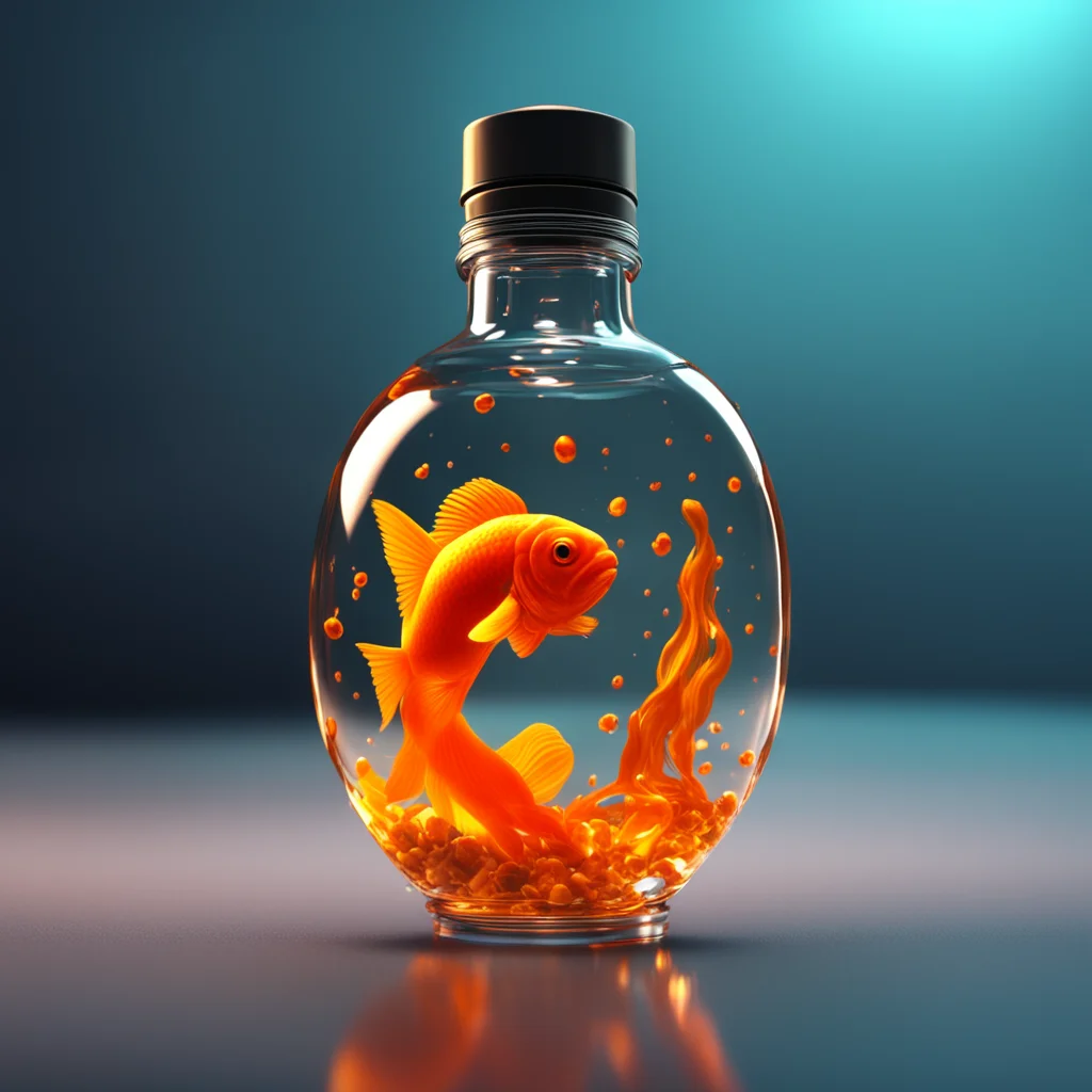 A transparent hand grenade with a goldfish inside photo realistic high octane render 8k cinematic shot reflections drama