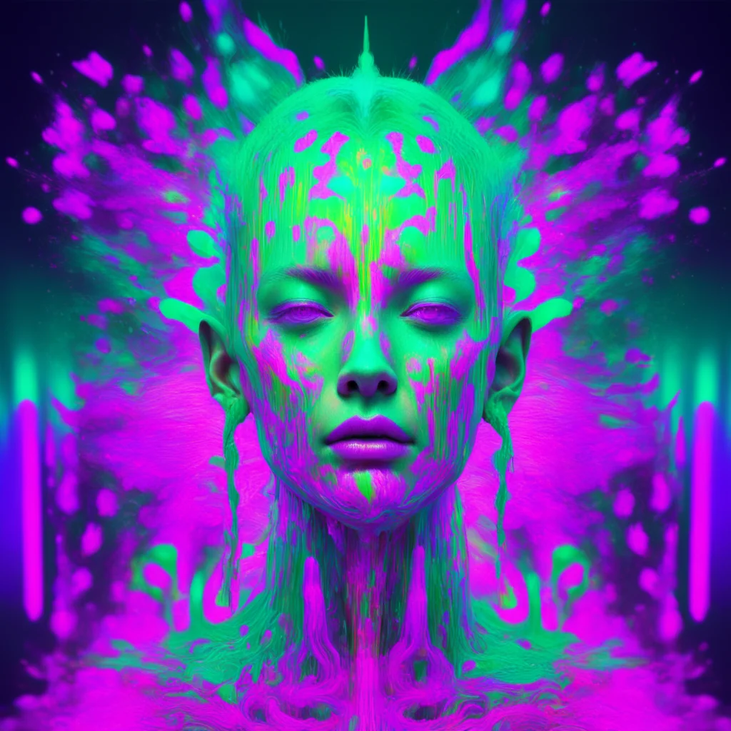 AI glitch art ethereal glitches everywhere iridescent psychadelic luminous no frame