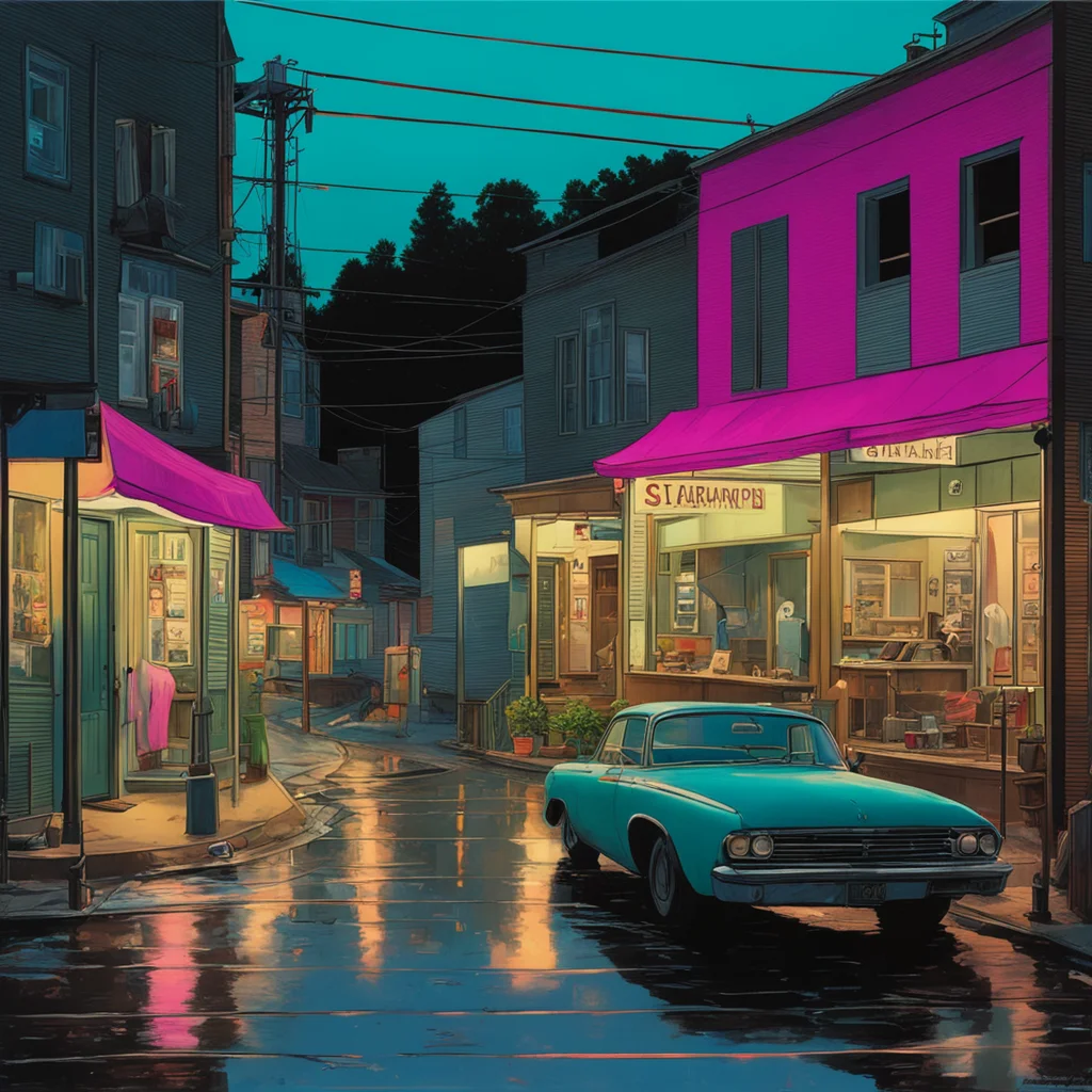 American street scene in the style of katsuhiro otomo and Gregory crewdson