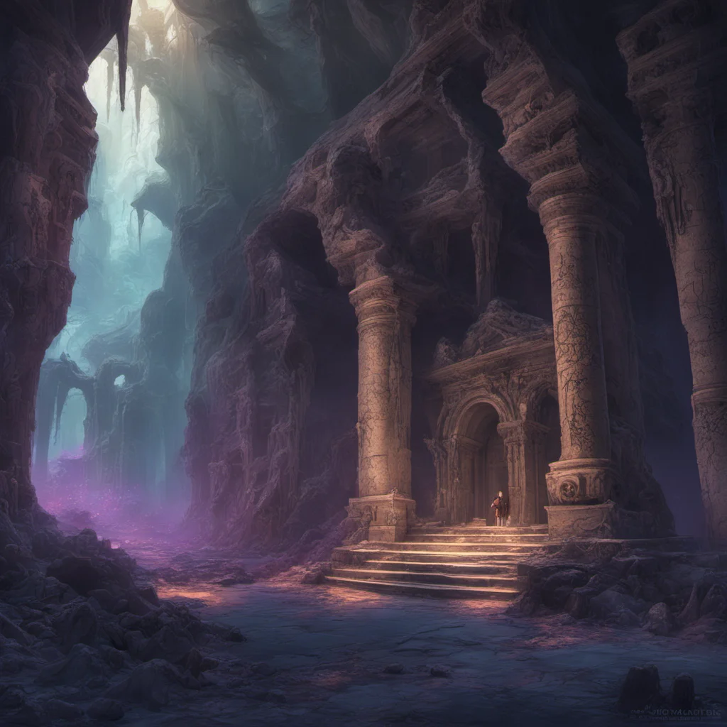Ancient crypt with sarcophagi and speleothems and jeweled columns thick spiderwebs Dense atmosphere Ethereal eerie lighting blue and purple colors Epic com