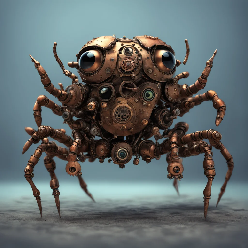 Art style Refer to Game Machinarium A Steampunk style crab whose body is composed of pig iron gears copper clockwork bla