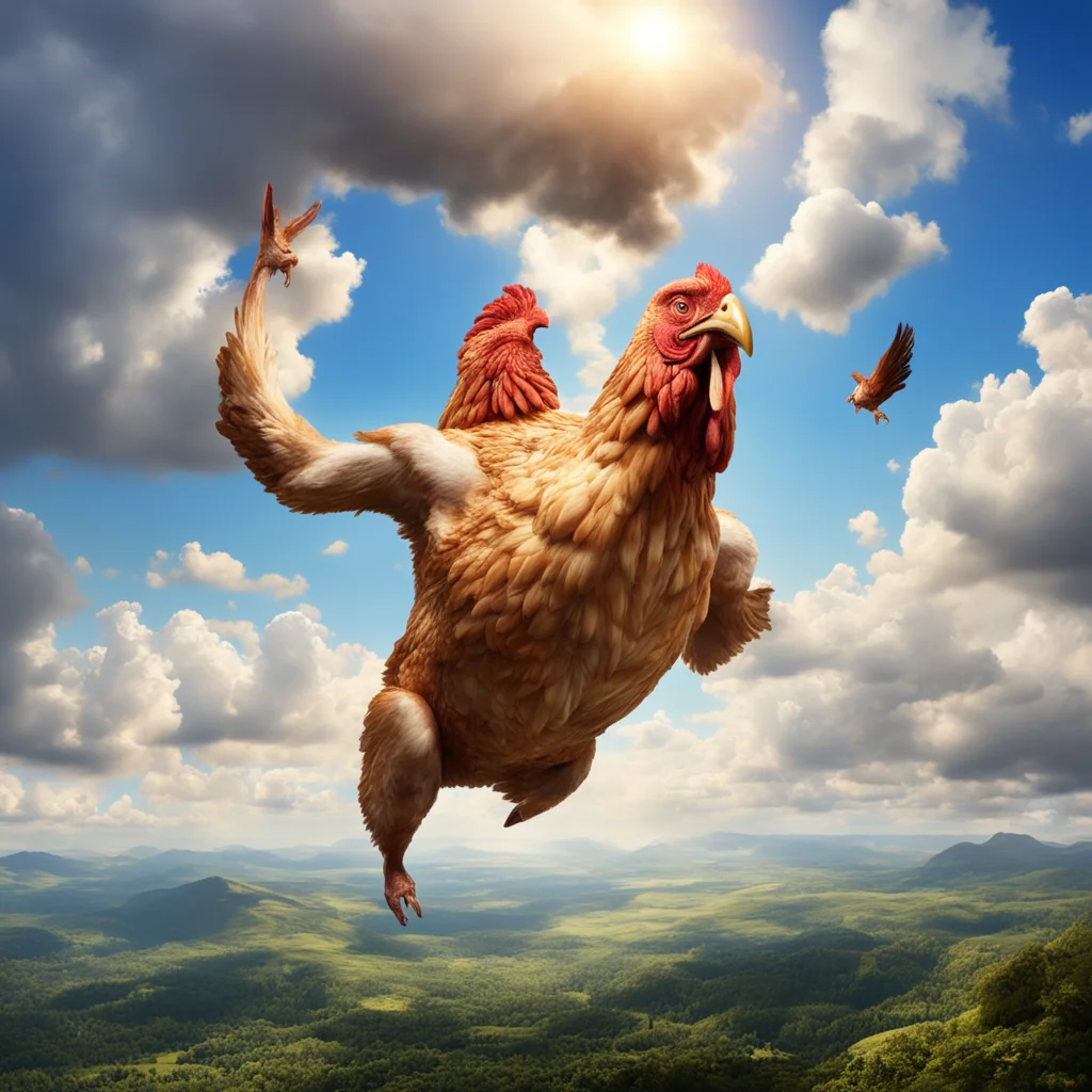 Atlas lifting a roast chicken into the sky Epic landscape photorealistic hyper detailed inspirational poster —hd