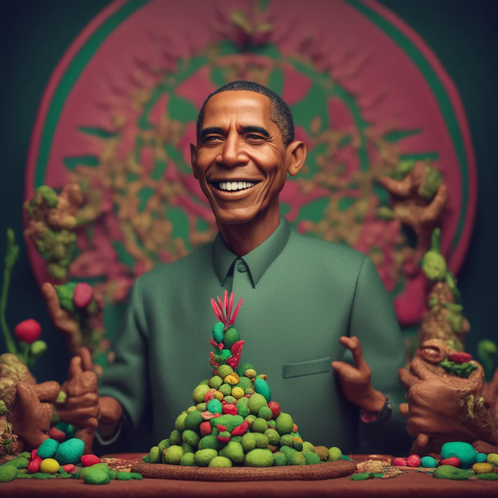 Barack Obama portrait6 as an amazonian shaman holding a peyote ritual6 35mm film cinematic lighting3 realistic claymatio
