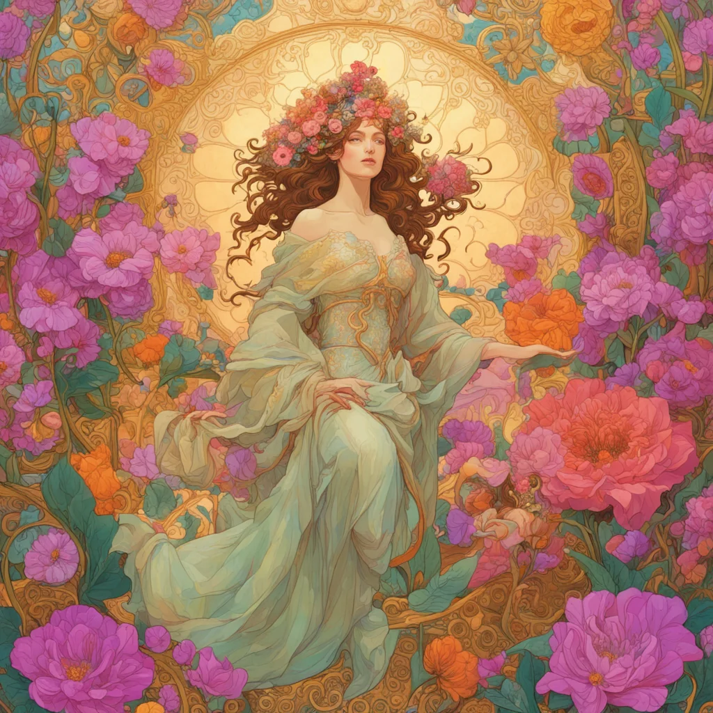 Beautiful flower sea a guide to the meaning of life illustrated by alphonse mucha craig mullins klimt with background mu