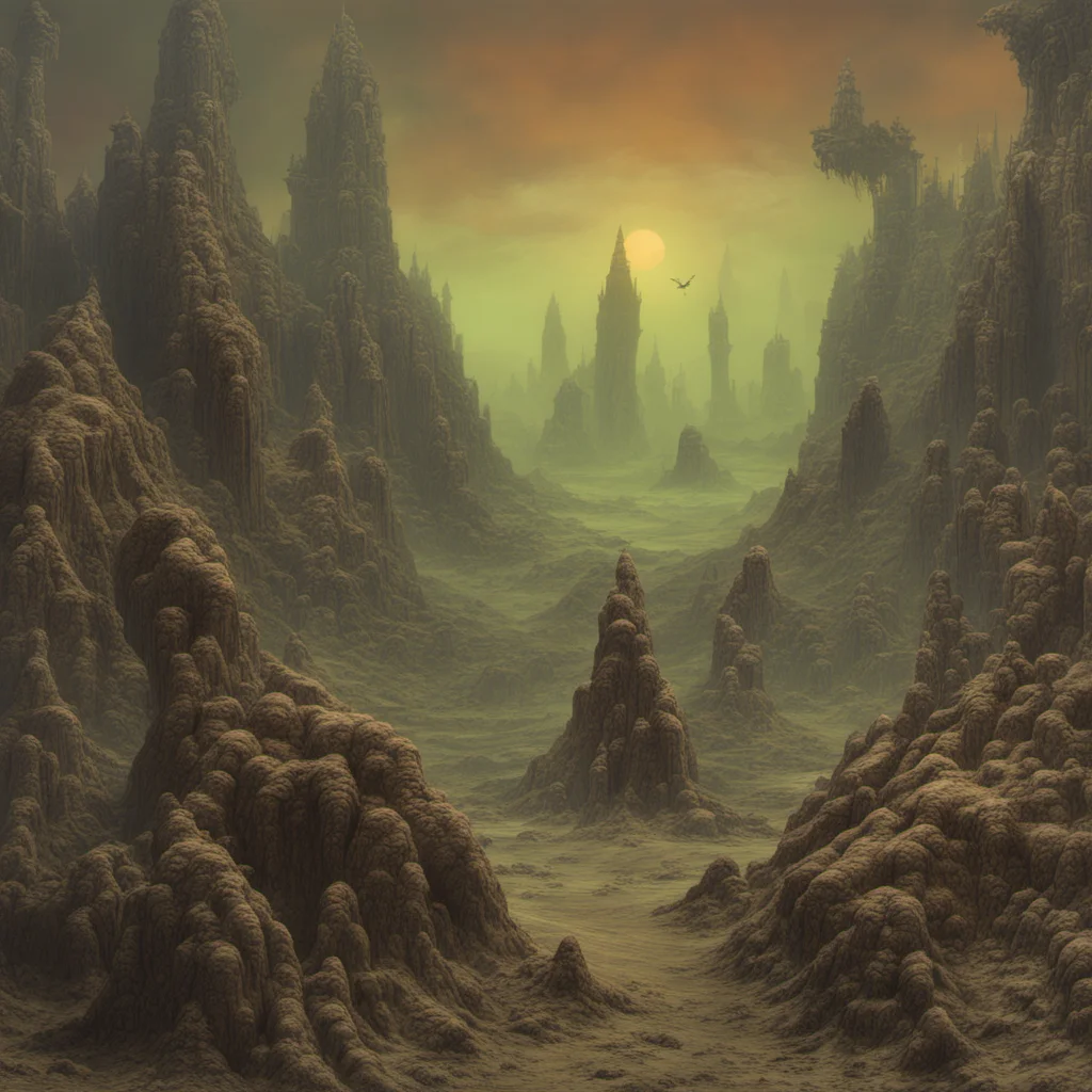 Beksinski Lovecraftian Warhammer 40k nurgle cosmic horror gross terrain hyper detailed octane render by Bruce Pennington Angus Mckie h 1152 w 2048 no peo