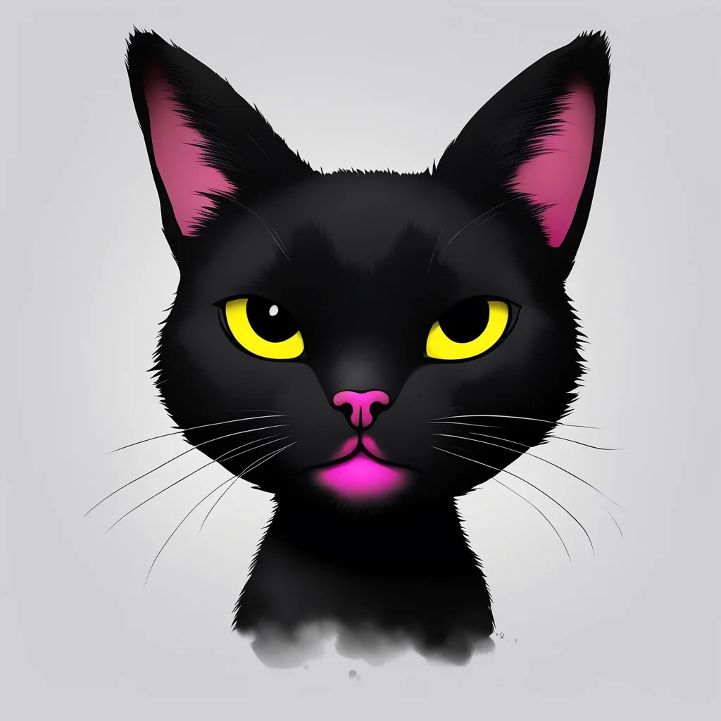 Black cat cartoon with black spots on its nose