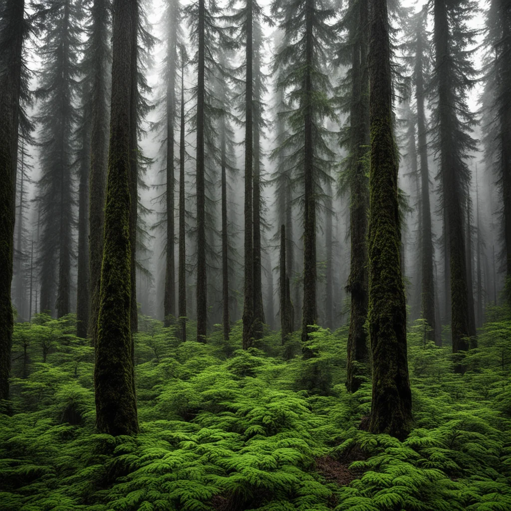 British Columbian forest early evening beautiful and haunting