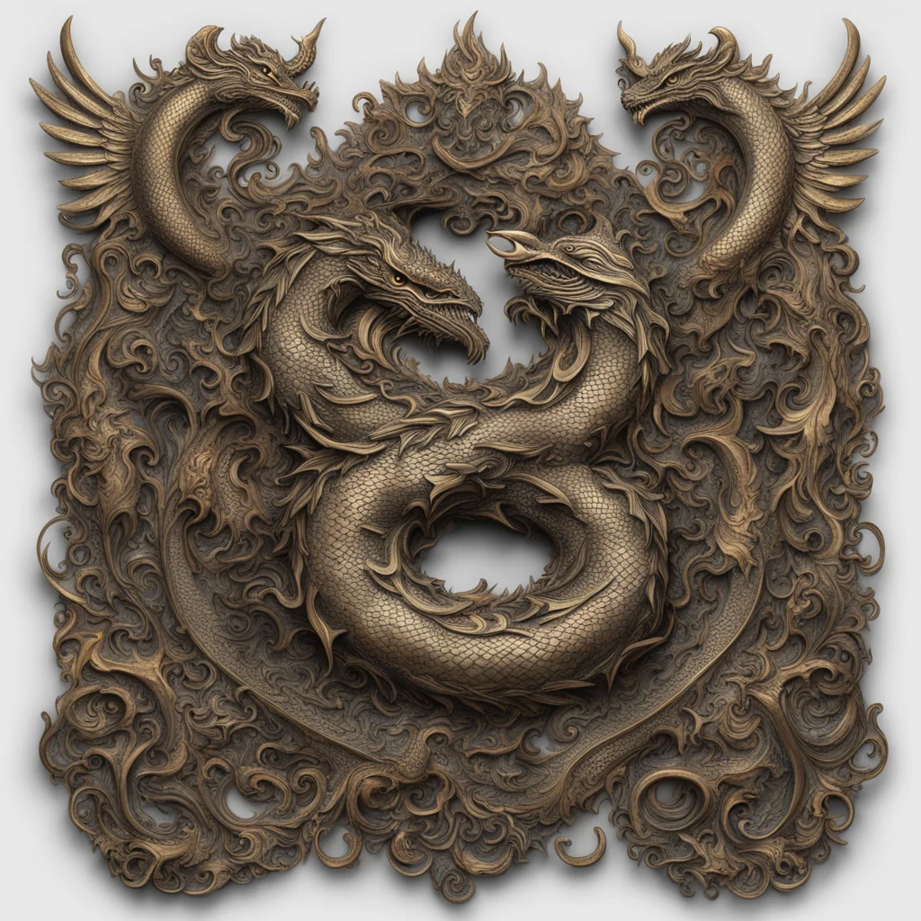 Bronze Dragon Phoenixwhale ornate religion myth