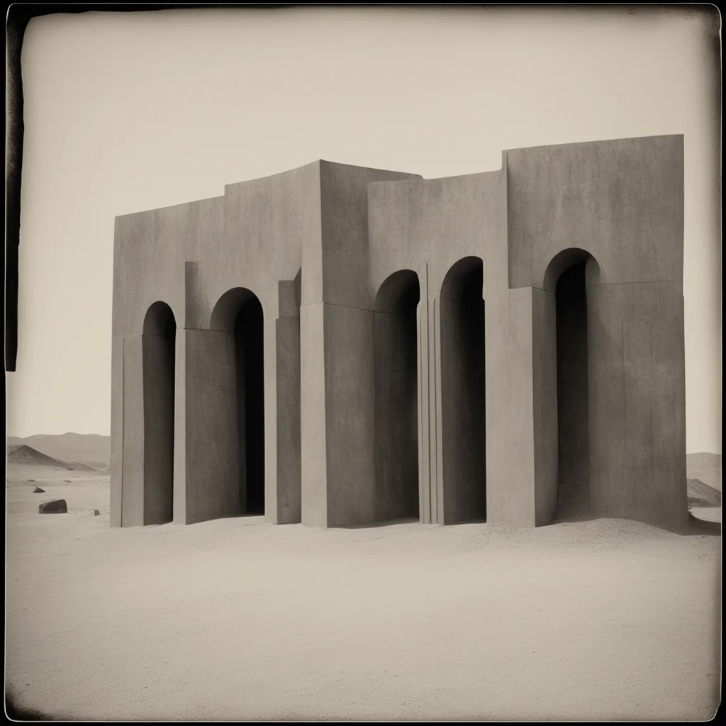 Brutalist Aquaduct in the desert The cabinet of Dr Caligari Mausoleum by Alfred Stieglitz albumin print Tintype ar 196