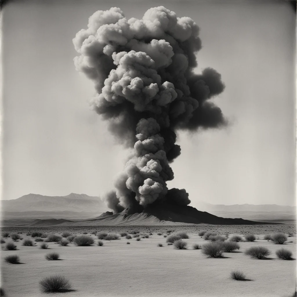 Brutalist Monuments Billowing Smoke floating in the Desertby Ansel Adams Tintype 1800s ar 169