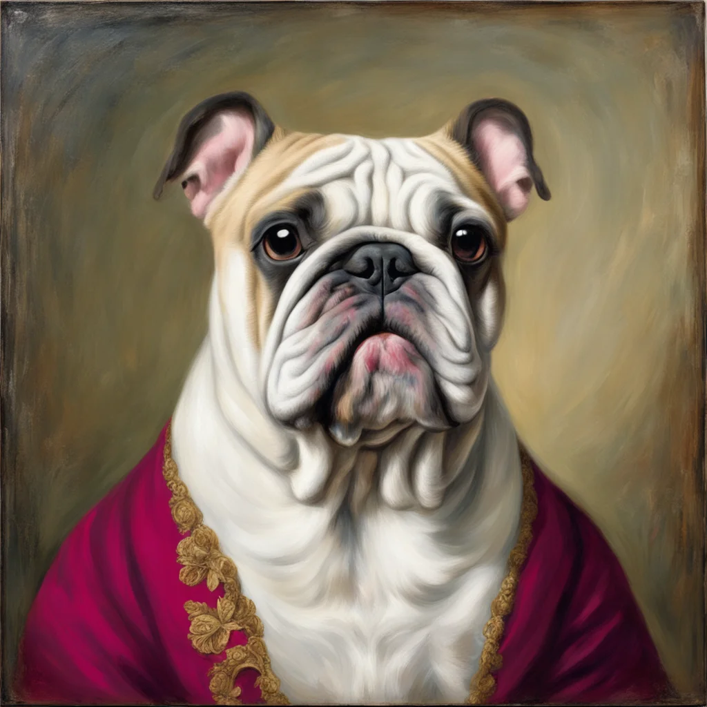 Bulldog depicted as a 19th century Royal painting pertrait —ar 23