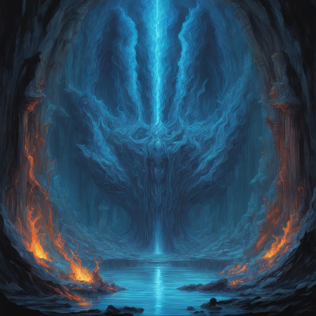 Burning Abyss of Unspeakable Illusions portal blue ink in the style of craig mullins and ruan jia and Marcel Denueve hig