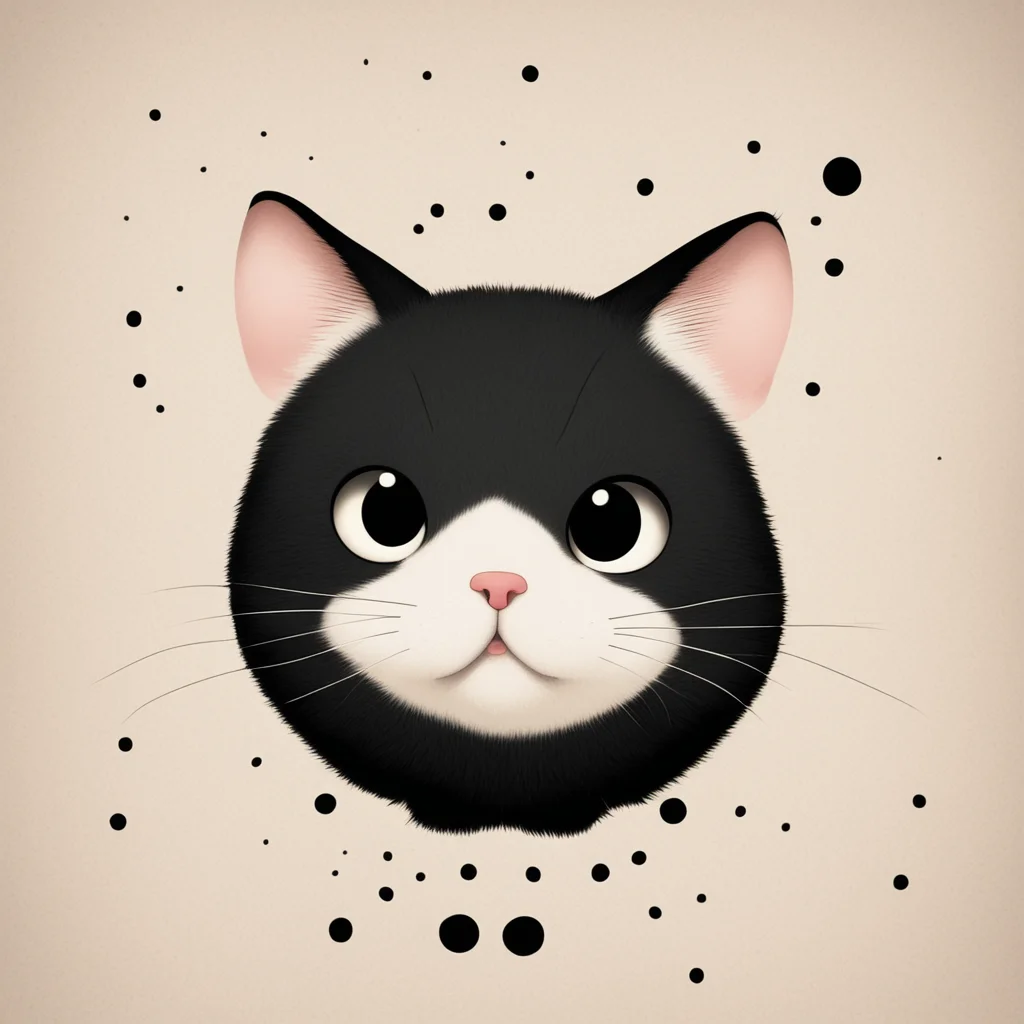 Cat cartoon with black spots on its nose Yoshitomo Nara