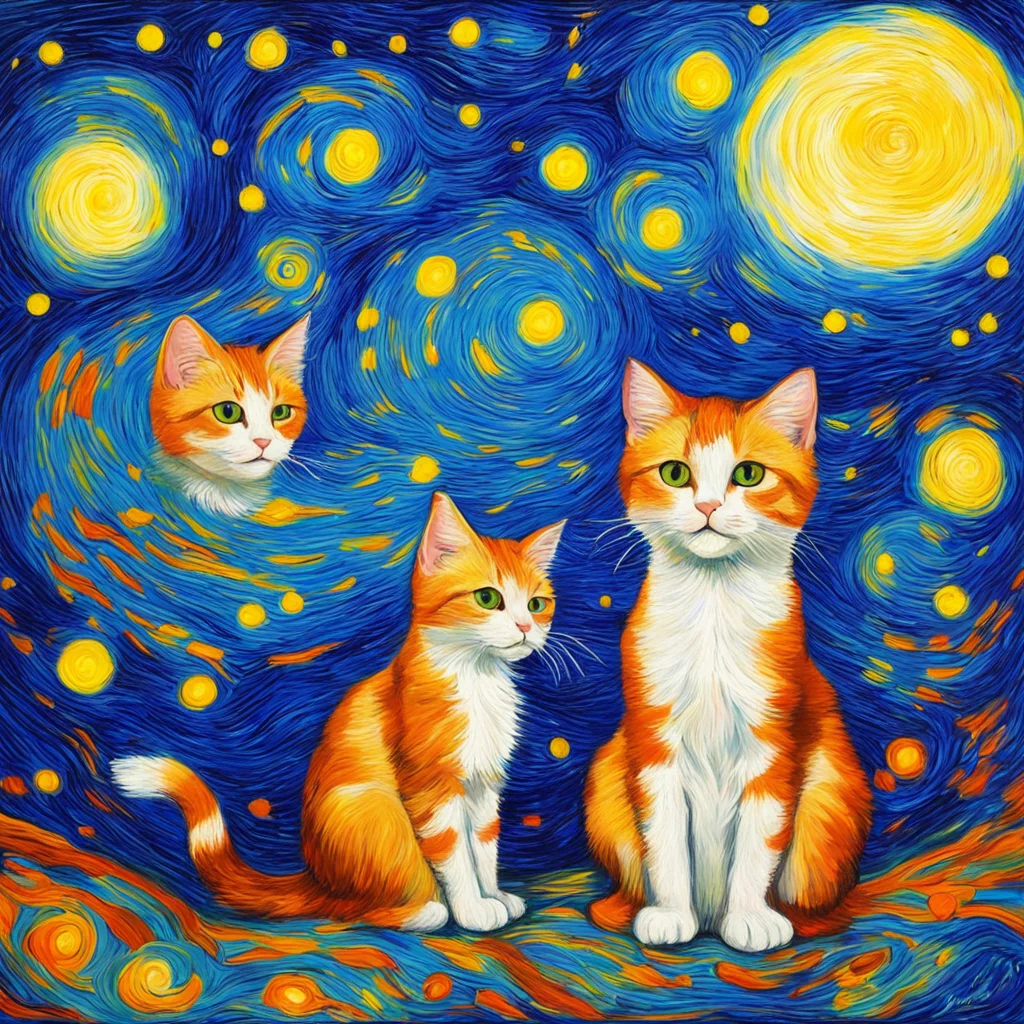 Cats of [Starry Night painting] by Van Gogh ar 169