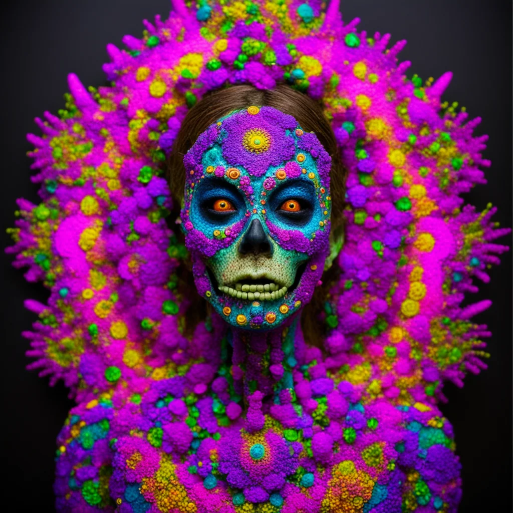 Chainsaw carving of a zombie bride16 still life colorful intricate mandala explosions12 Inuit art symmetrical with clear