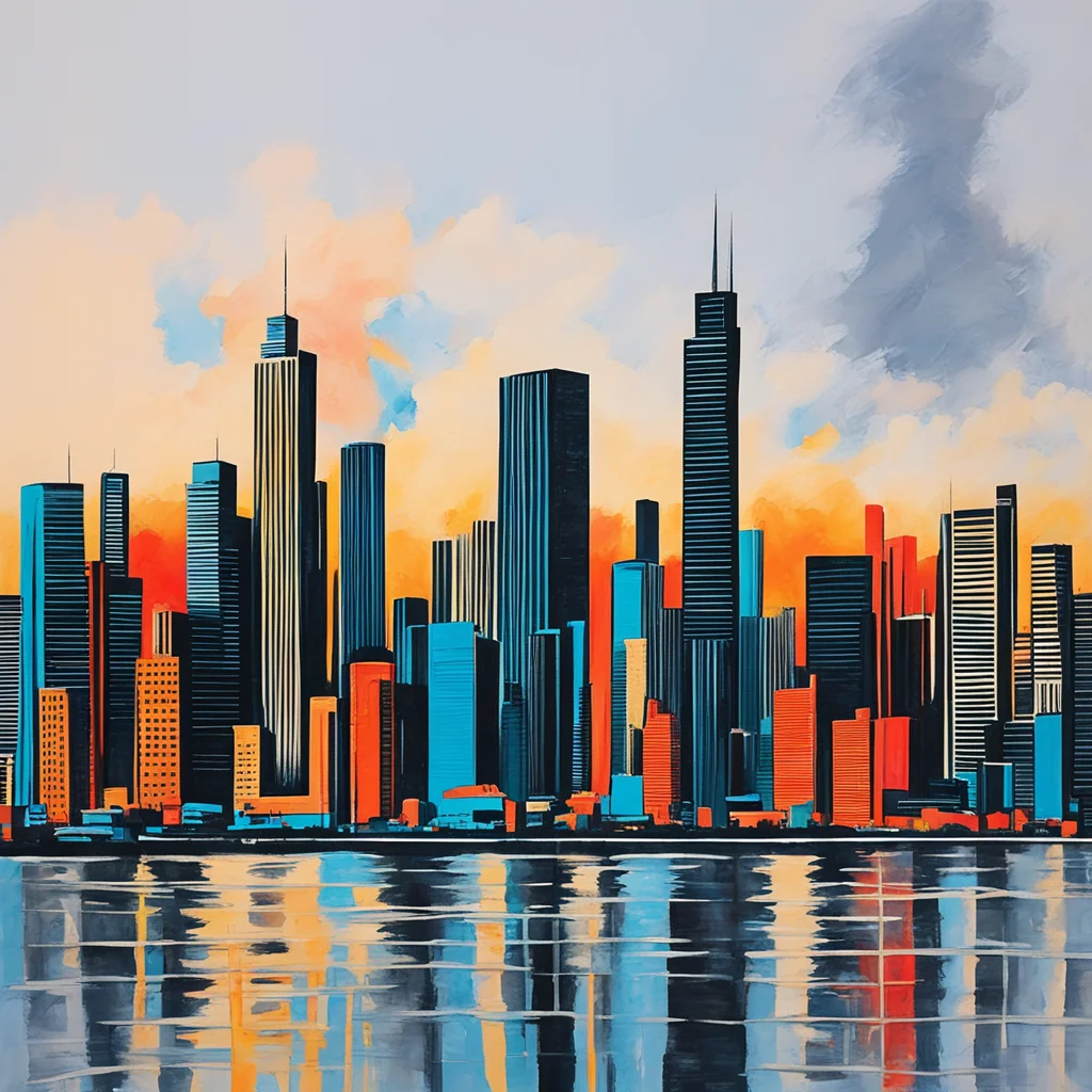 Chicago City Skyline painting ar 32