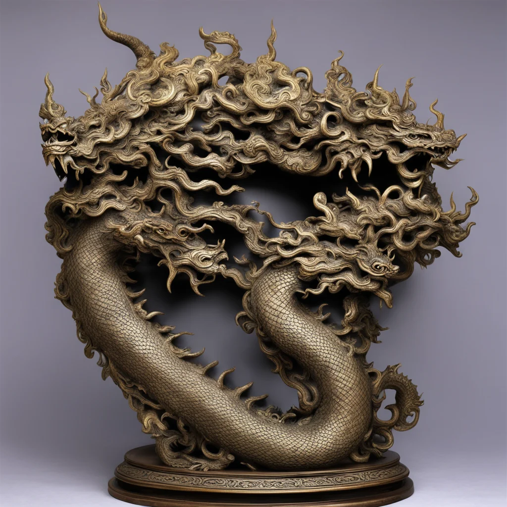 Chinese dragon sculpture ornate religious mythological bronze