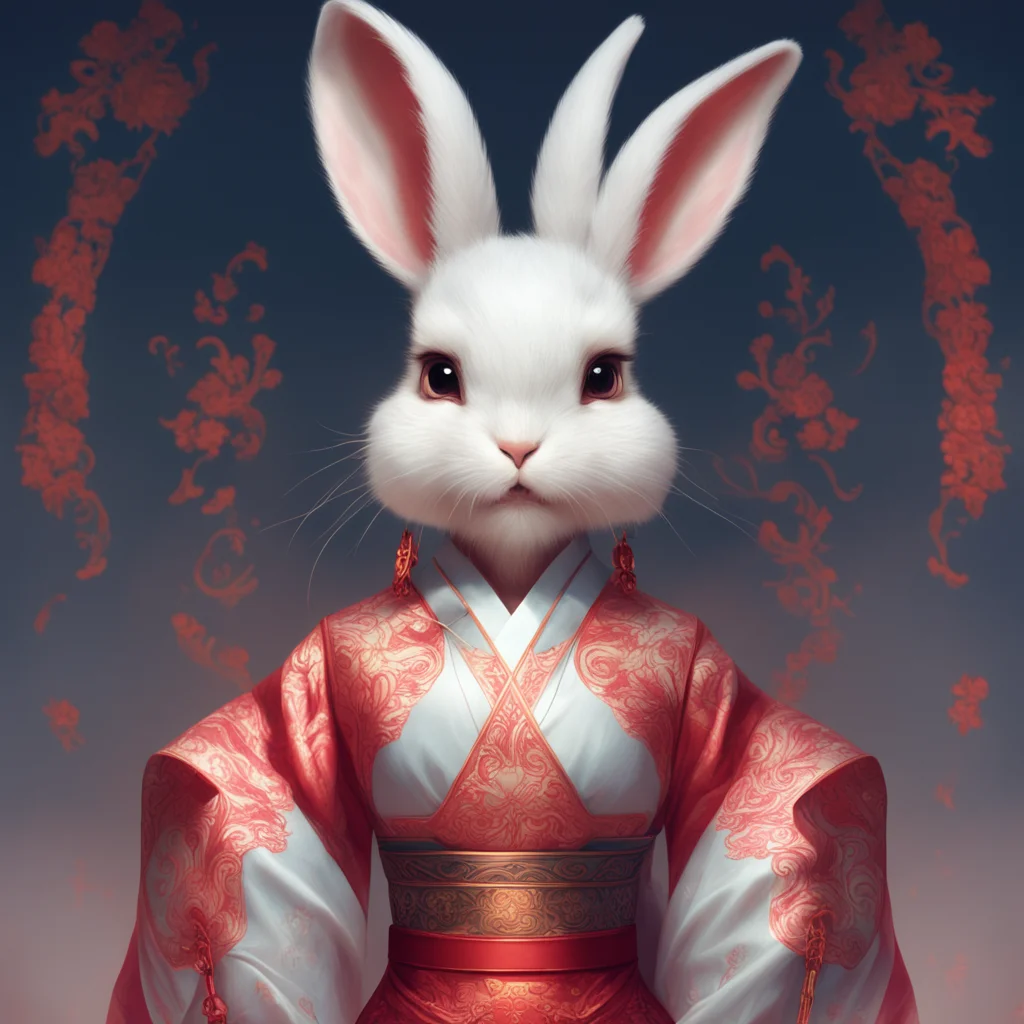 Chinese mythology a symmetrical portrait of a cute rabbit girl Immortal in beautiful Chinese Tang dynasty dress from Jou