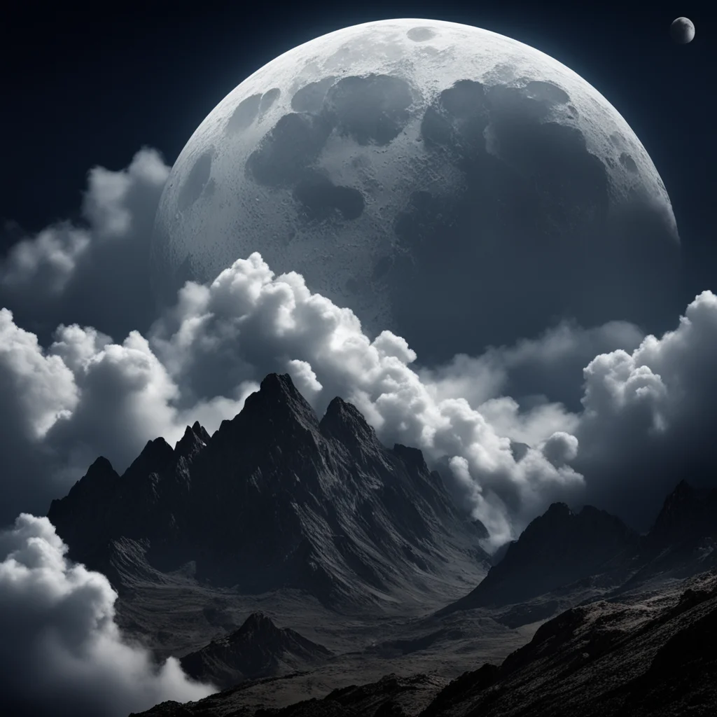 Chronos titan  Mountain  Thunder  cloud sky  high contrast  realistic  moon