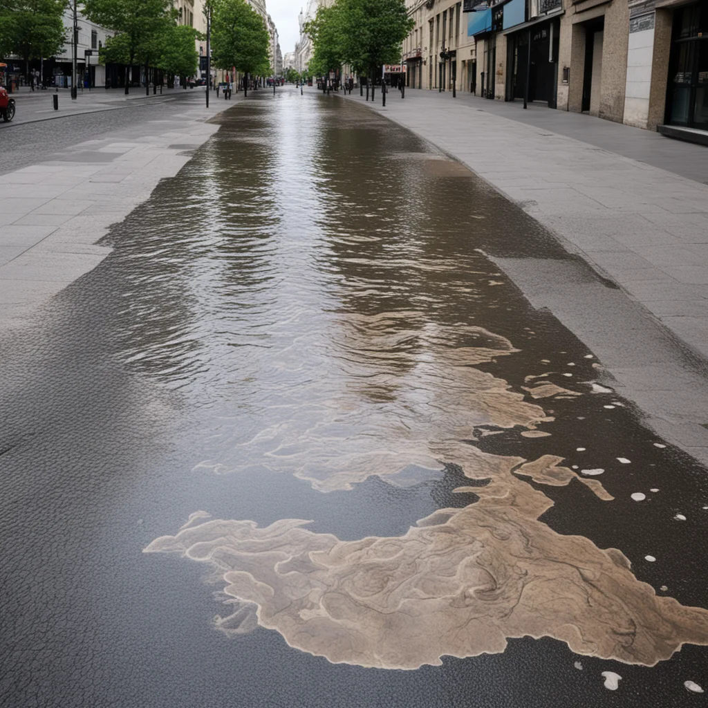 Cristina Iglesias artwork in the pavement with a river flooding up from underneath