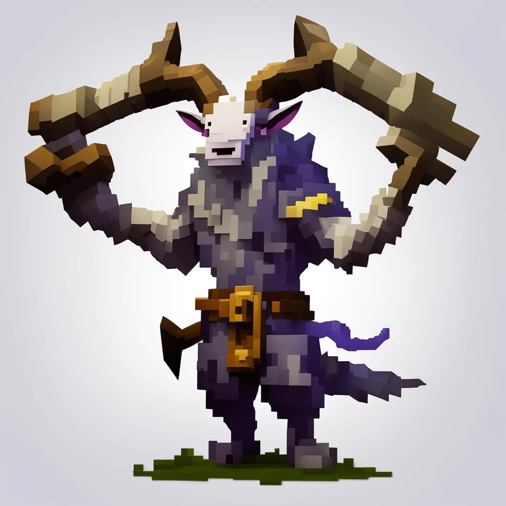 Demonic Goat God wielding a powerful pickaxe minecraft