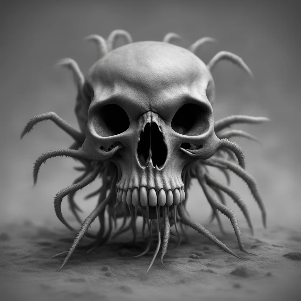 Diatom Skull Creature Tangled Hair Claws blighted Spore Demon Realistic High Detail Octane render Artstation Tintype 180
