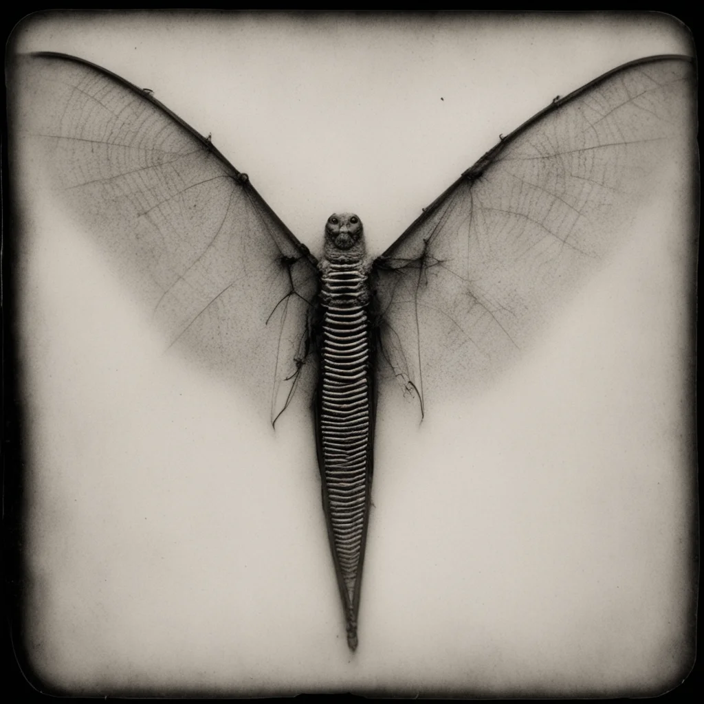 Diatom bat Skeleton Tryptophobia Hair tangle symmetrical high resolution no crop Tintype 1800s