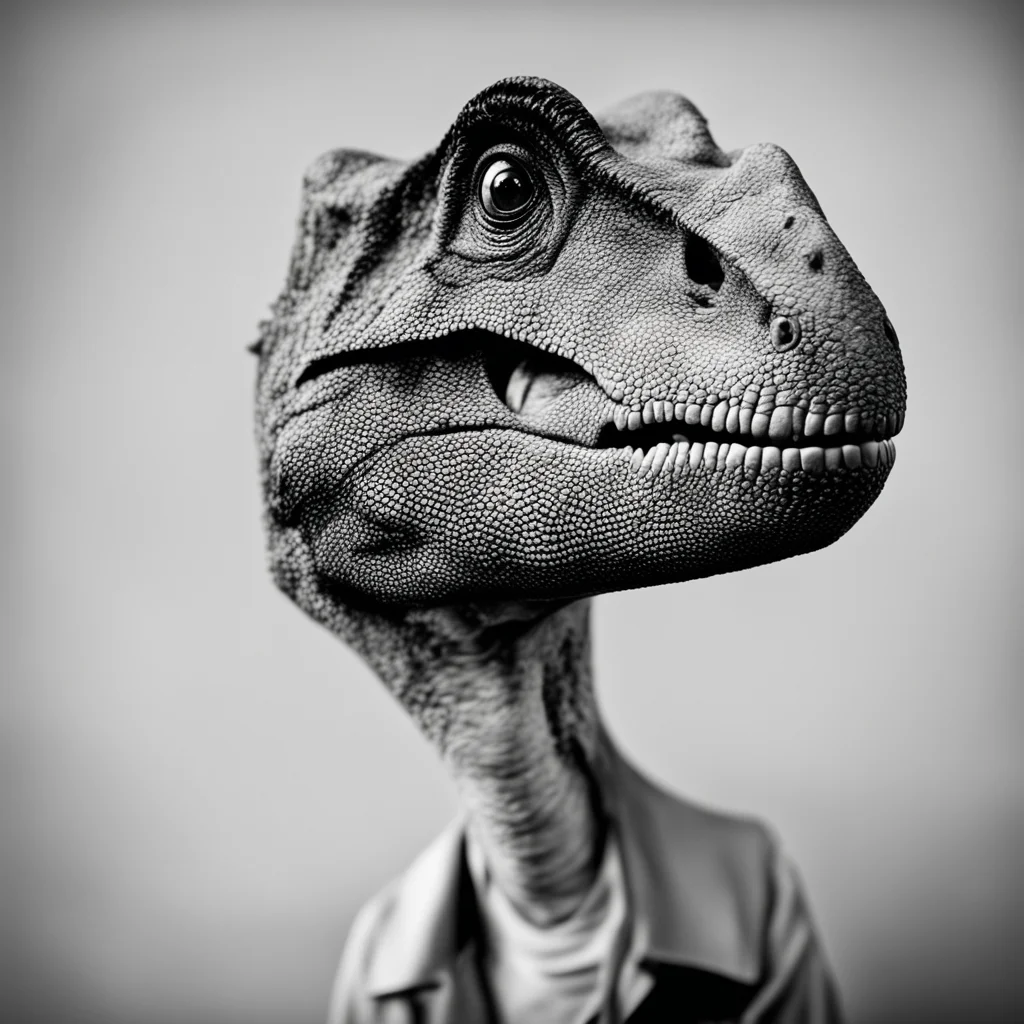 Dinosaur portrait photo black and white ar 916
