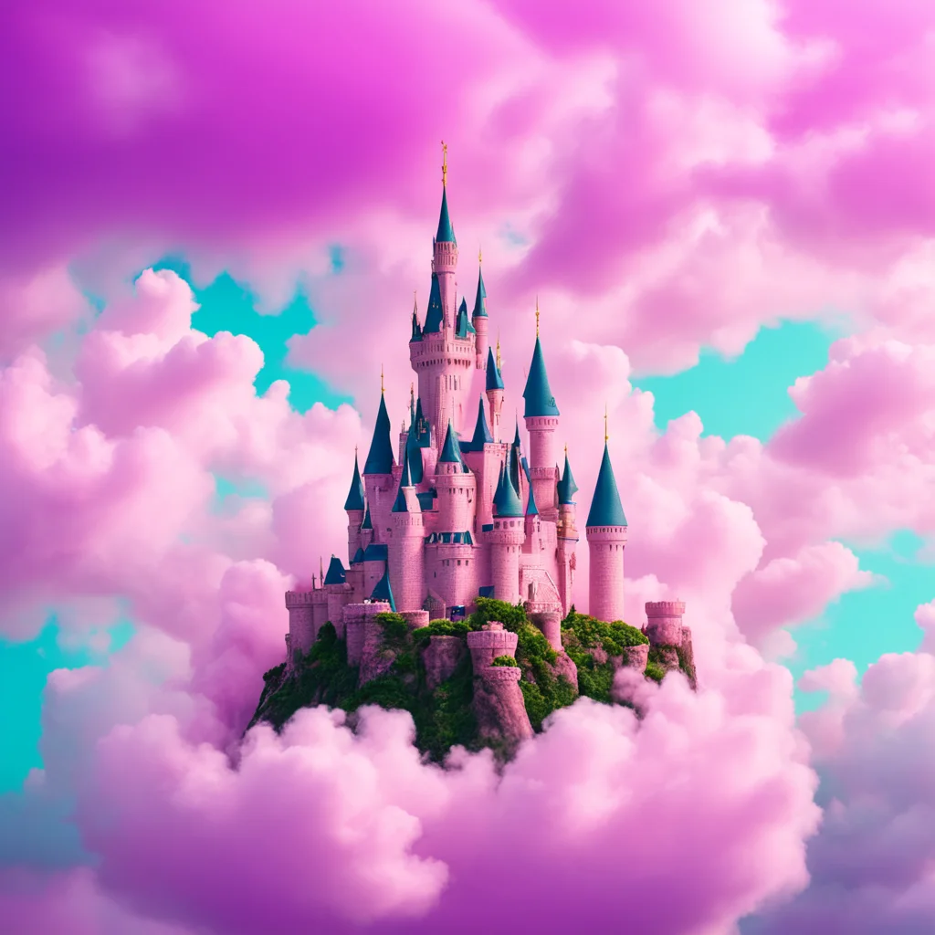 Disney castle in cotton candy clouds —ar 169