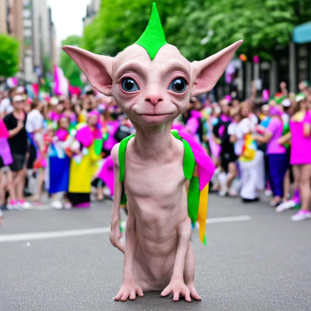 Dobby the elf at the pride parade