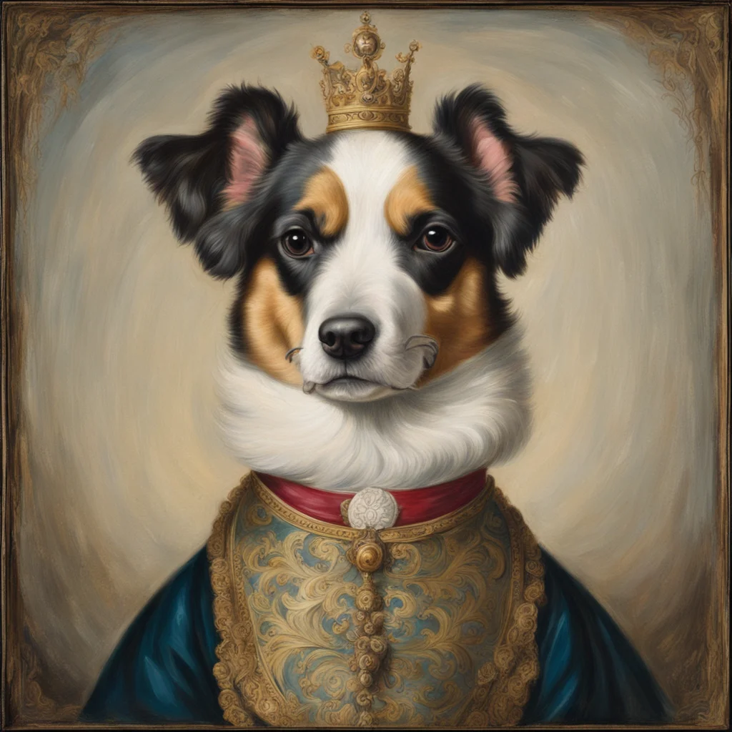 Dog depicted as a 19th century Royal painting pertrait