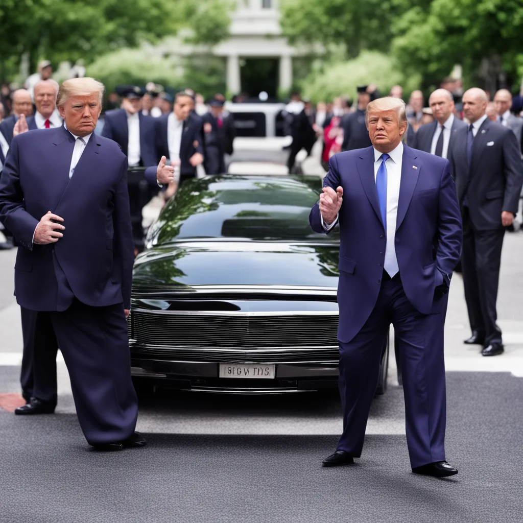 Donald Trump attempting to wrest control of the limousine from his secret service agent
