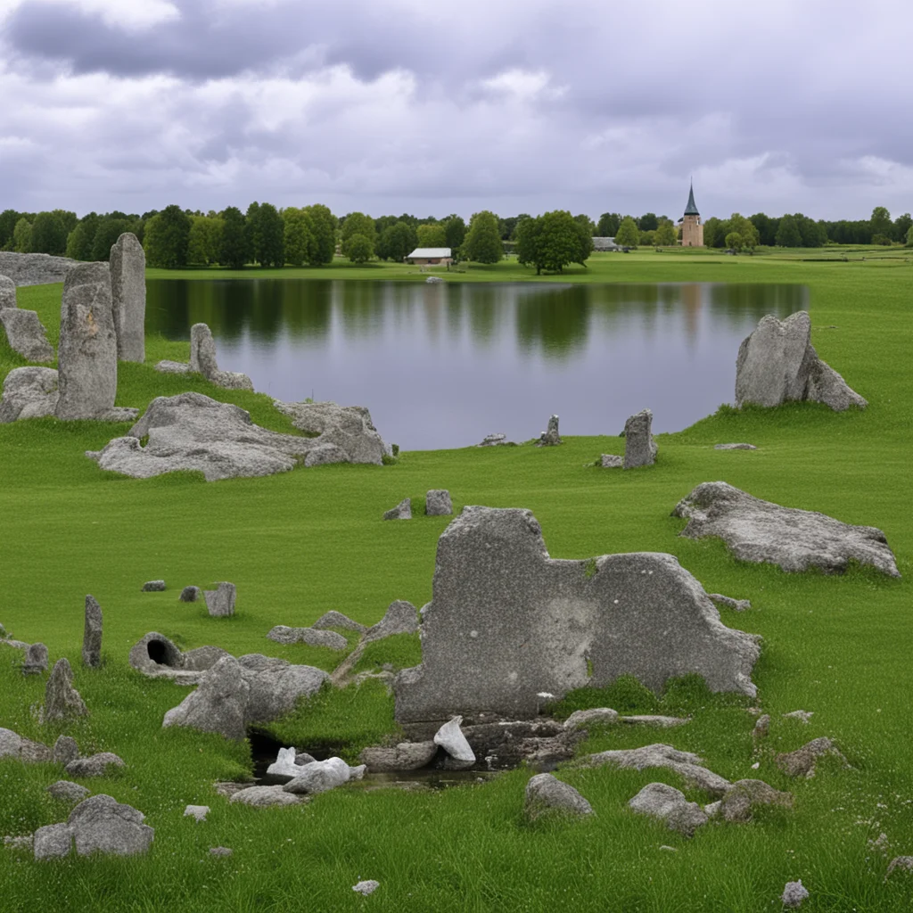 Falköping city mösseberg lake with birds Viking grave
