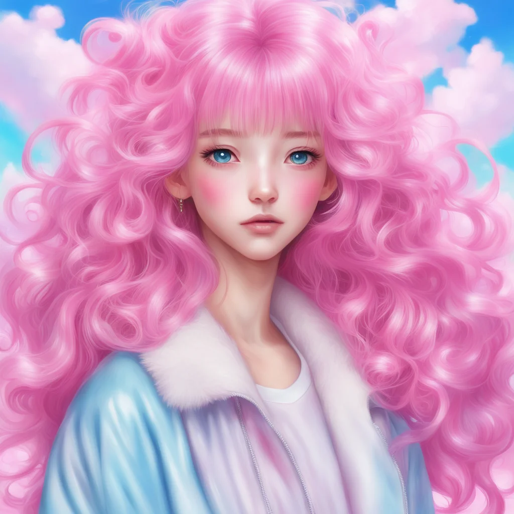 Fantasy style british style beautiful portrait painting of a anime girl BLUE eyes symmetrical face long pink wavy hair b