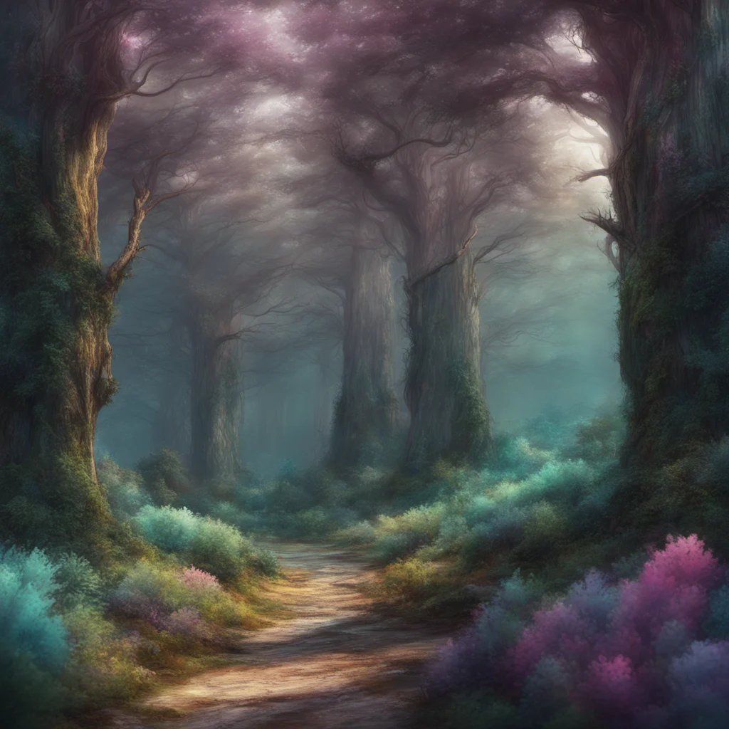 Fantasy style british style ethereal pine forest background jewel tones Trending on artstation FHD detailed