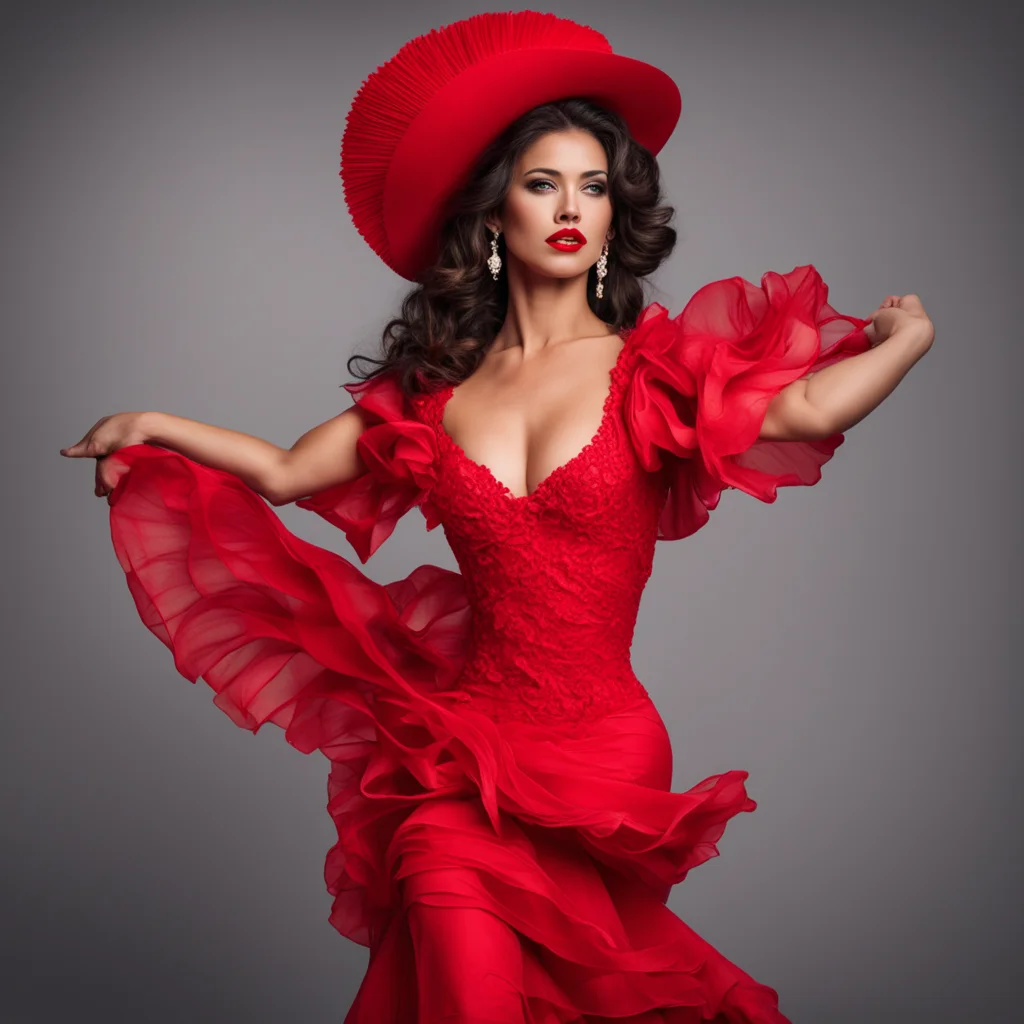Flamenco dancer beautiful woman red dress photoshoot ultra realistic  spanish dancer