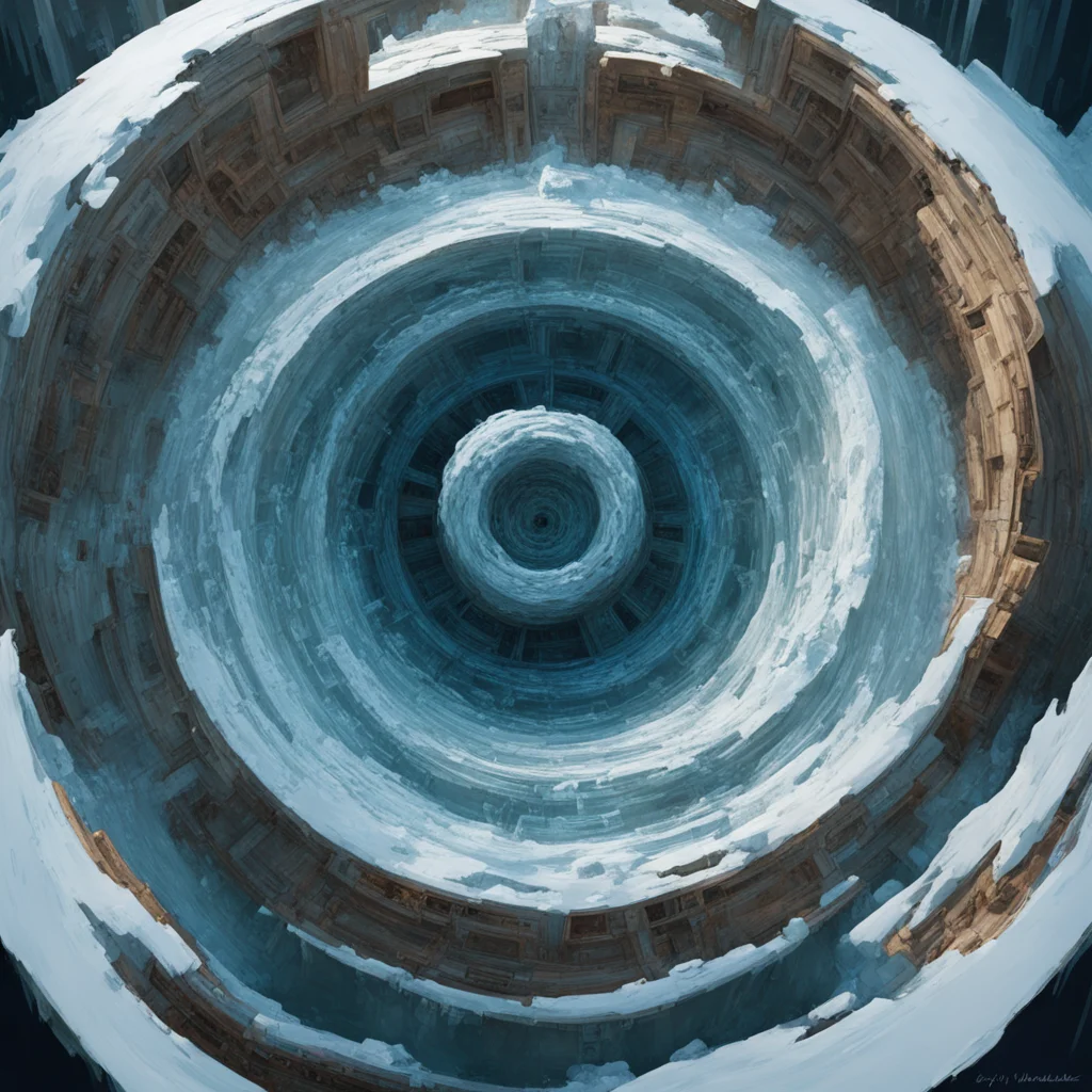 Floating Labrynth of the Vortex frozen in the style of craig mullins and Greg Rutkowski high detail ll