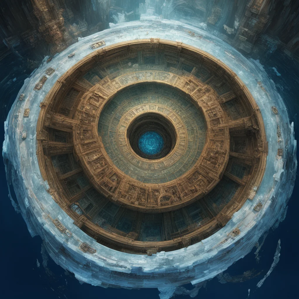 Floating Labrynth of the Vortex frozen in the style of craig mullins and ruan jia and liang mark high detail ll