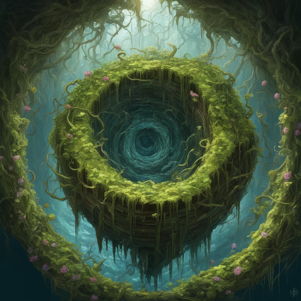 Floating Labrynth of the Vortex frozen vines in the style of craig mullins and ruan jia and quentin mabille and Marcel D