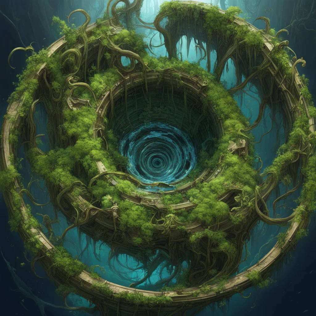 Floating Labrynth of the Vortex frozen vines in the style of craig mullins and ruan jia and quentin mabille high detail 
