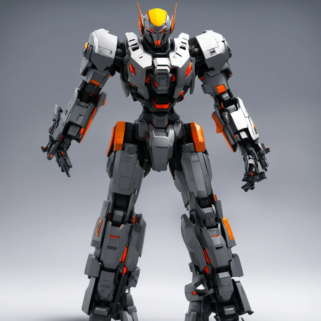 Full Body Action Pose Gunmetal Gundam Exosuit Jaeger Mech Suit With Elaborate Helmet Guns Battle Damaged2 3D Hyper Detai