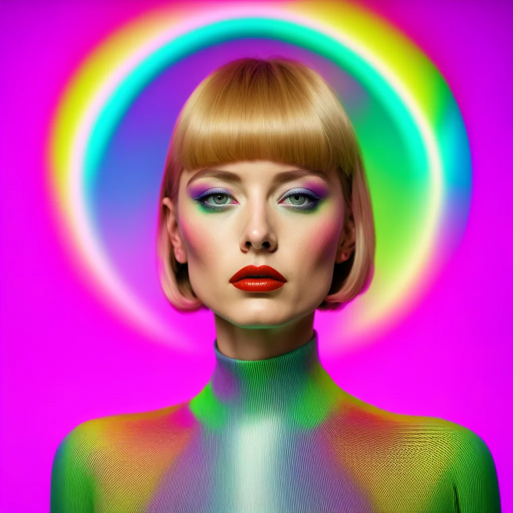 Futuristic feminist society spaceship in the style of mobius rainbow superhighways 60s light show feminine beauty in the