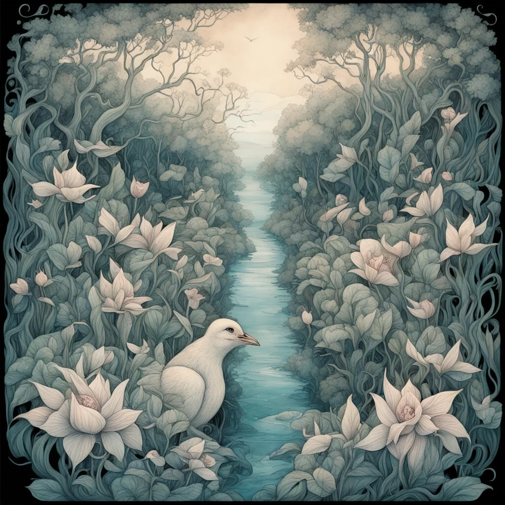 Garden of Eden gorgeous landscape illustration by Kelly Mckernan h 384 uplight