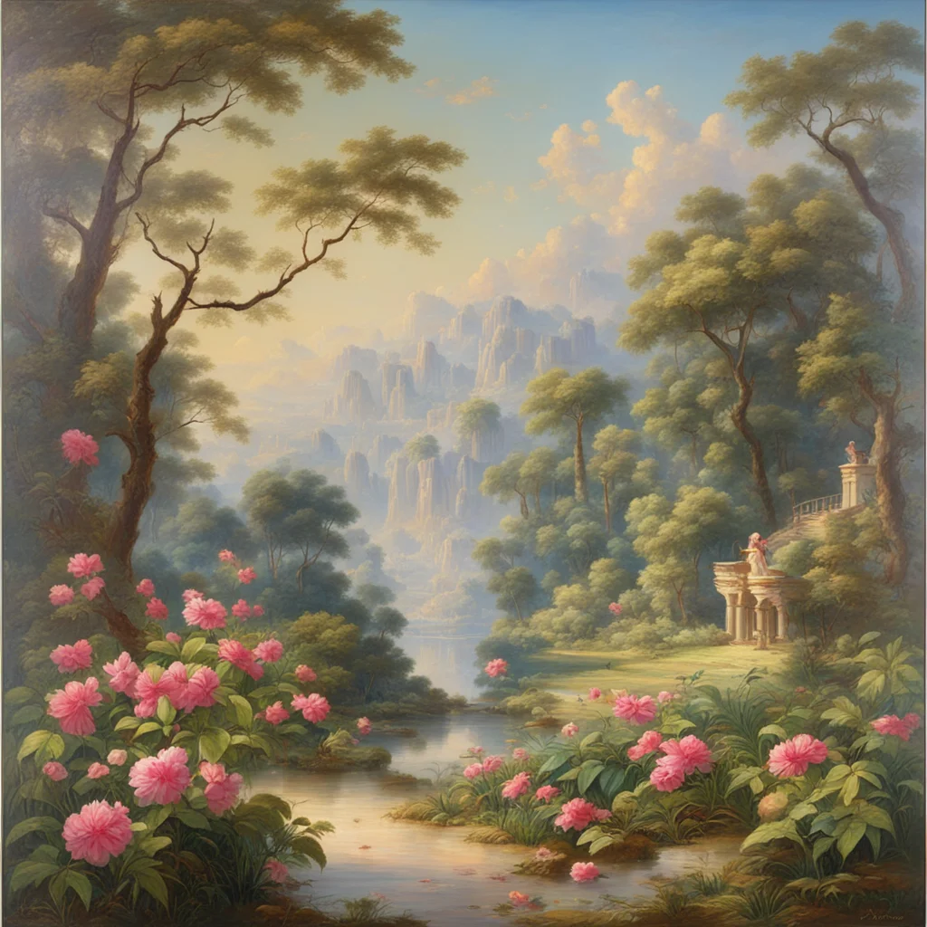 Garden of Eden gorgeous landscape painting by Henry John Boddington h 320 uplight