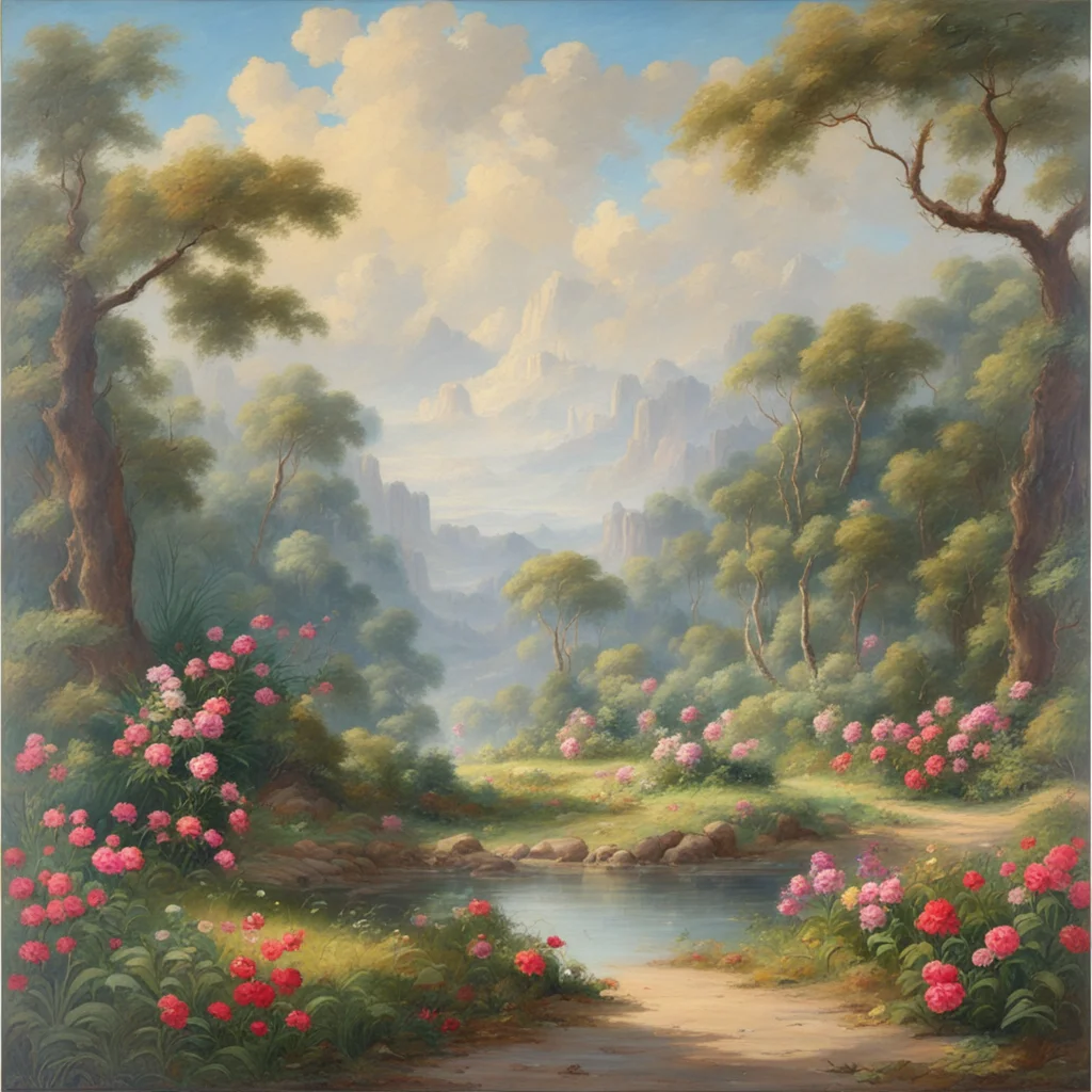 Garden of Eden gorgeous landscape painting by Henry John Boddington h 320