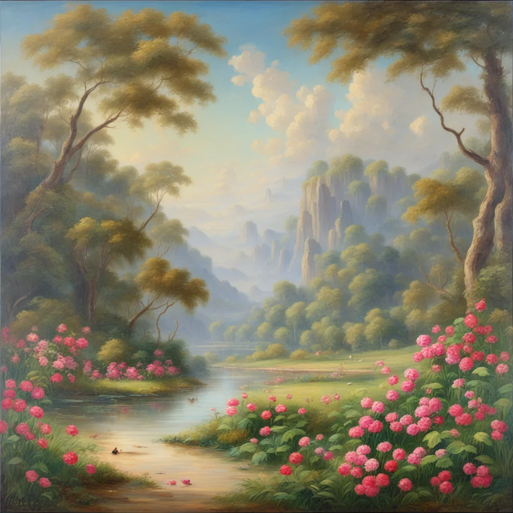 Garden of Eden gorgeous landscape painting by Henry John Boddington h 384