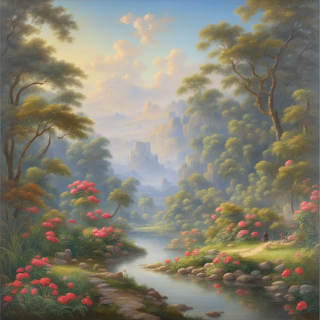 Garden of Eden gorgeous landscape painting by Henry John Boddington w 384 uplight